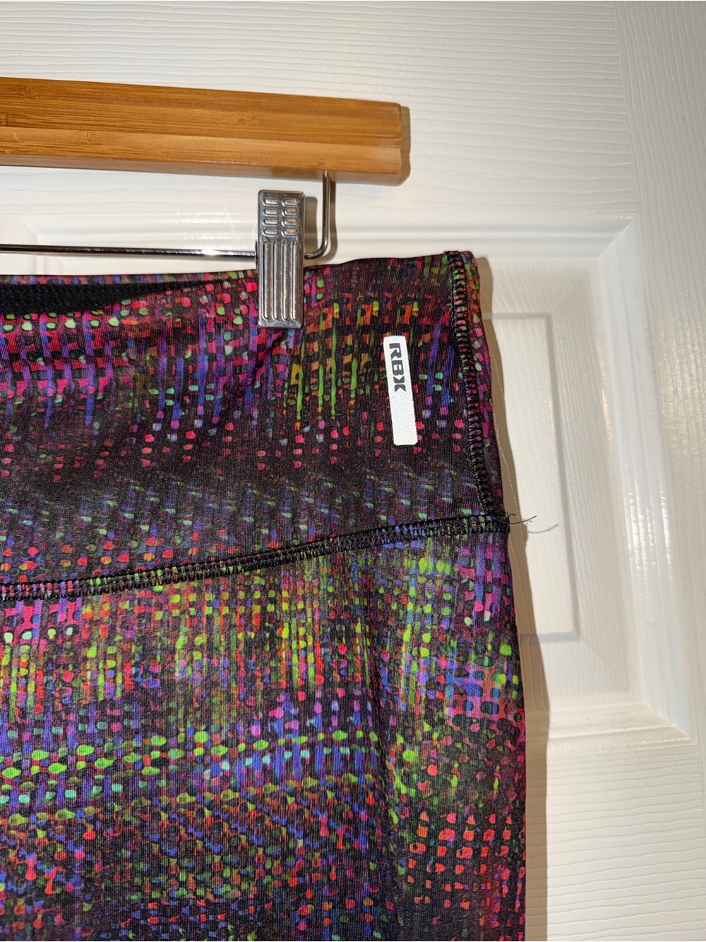 RBX Women's Multicolor Pixel-Print Leggings — Purple, Green & Black - Picture 3 of 6